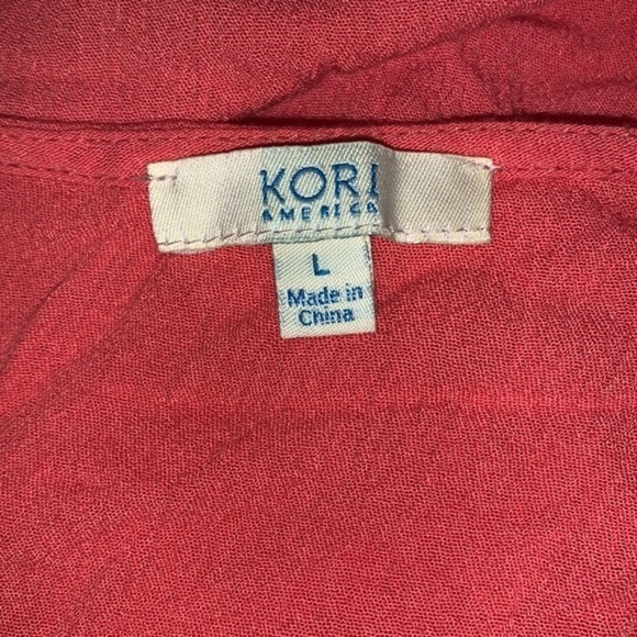 Kori America Crinkle Mini Dress Coral with Cream Embroidery Womens Size Large - Picture 6 of 6